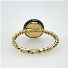 Lagos Black Ceramic 18K Yellow Gold Meridian Ring
